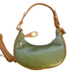 Sensei Pelle Green Brown Crescent Handbag Leather NWOT
